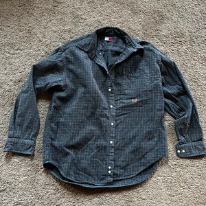 Vintage Tommy Hilfiger 100% Cotton Grey Window Pane Heavy Weight Flannel